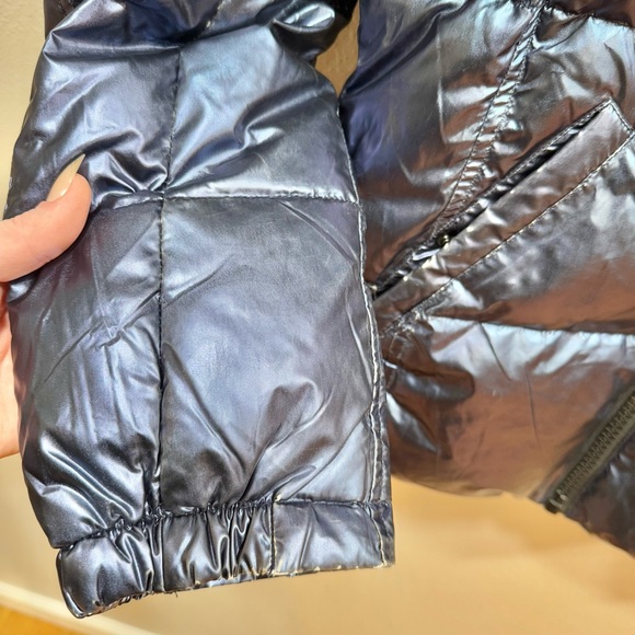 S13 by Sam Women's Kylie Hooded Waterproof Medium Puffer Down Coat Metallic Blue - Picture 17 of 17